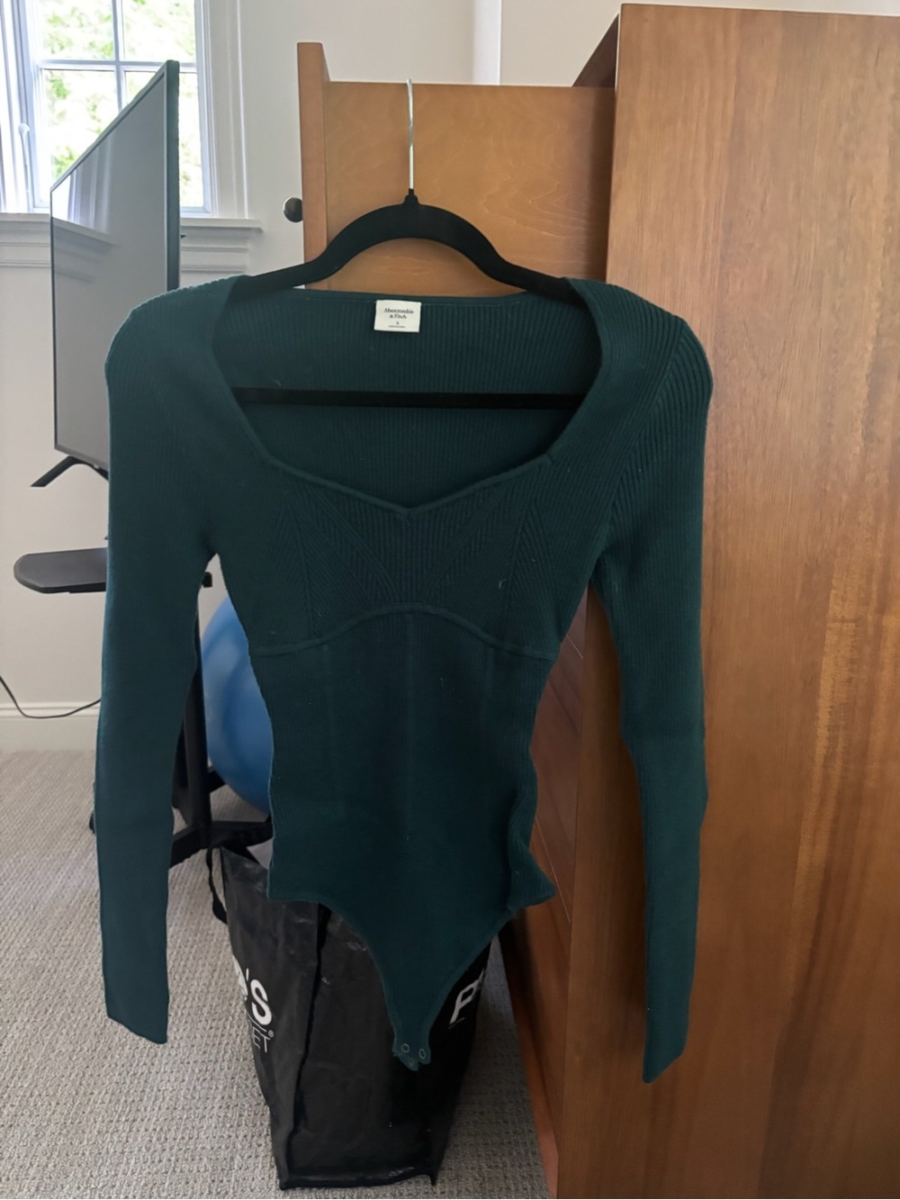 Abercrombie & Fitch Forest Green Ribbed Bodysuit